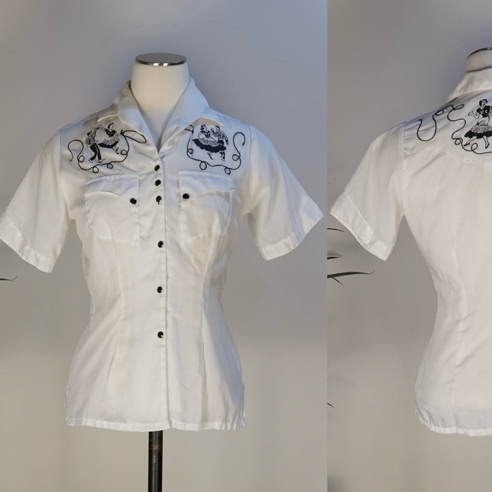 Vintage Rockmount Ranch Wear rockabilly white button up shirt